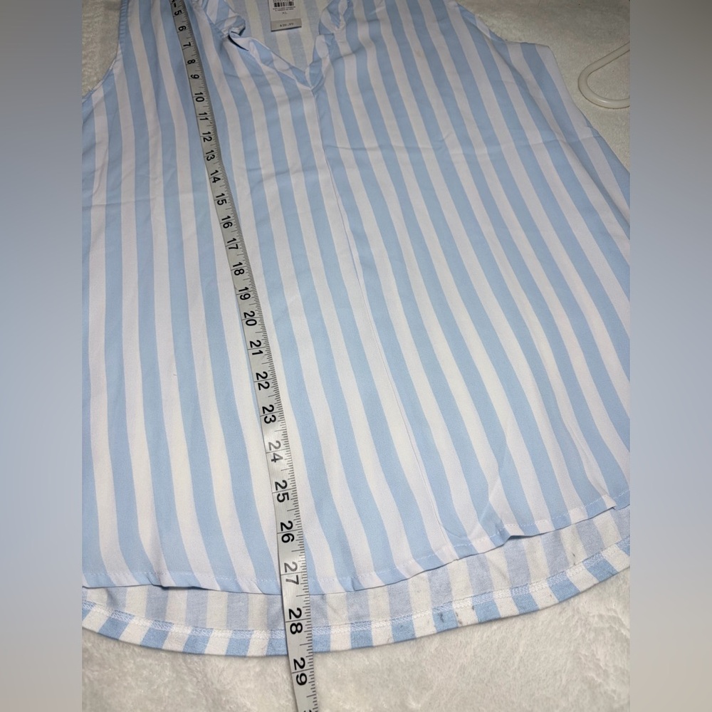 New LOFT Ruffled V-Neck Striped Tank Blouse Sz XL - Picture 7 of 7